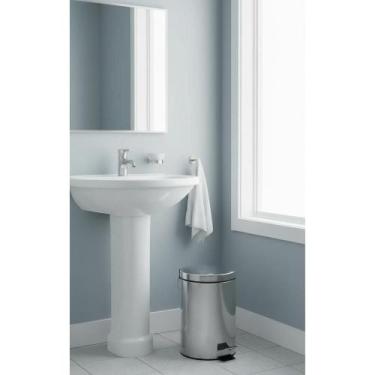 Imagem de Lixeira Inox 12L Pedal Cinza Cesto Removível Banheiro Cozinh - Congrat