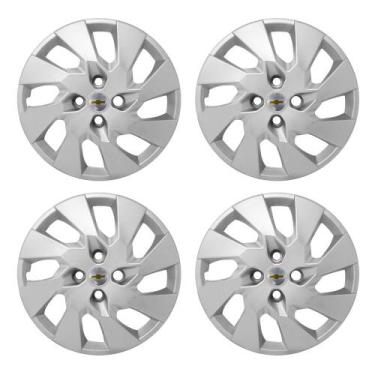 Imagem de Jogo Calota Aro 14 Prata Onix 2016 2017 2018 2019 GM emblema de alumín