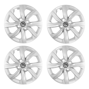 Imagem de Jogo Calota Prata Aro 14 Volkswagen VW Gol G7 Parati Saveiro emblema r