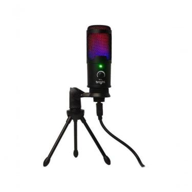 Imagem de Microfone de Mesa Streamer RGB com Cápsula de Alta Qualidade e Iluminação Reativa Preto Bright