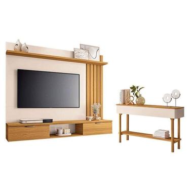 Imagem de Painel Suspenso Lets Cinamomo Off White Com Aparador Fiero Off White Cinamomo - Hb Móveis