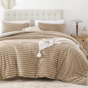 Imagem de Conjunto de edredom Smoofy Fluffy Queen Size, lã de linho, 3 peças