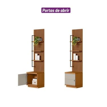 Imagem de Módulo Lateral Betina Ripado 1 Porta 3 Prateleiras MDP e MDF 44CM Off White D'Rossi