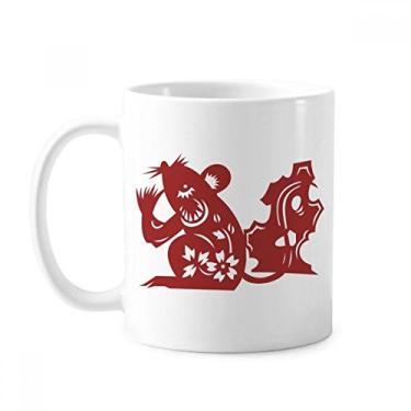 Imagem de Ano de Rato Animal China Zodíaco Caneca Cerâmica Café Porcelana Copo de Mesa