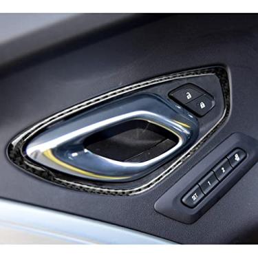 Imagem de KJWPYNF Para Chevrolet Camaro 2016+, 2 peças de fibra de carbono para maçaneta interna da porta do carro, moldura da tigela, adesivos para automóveis