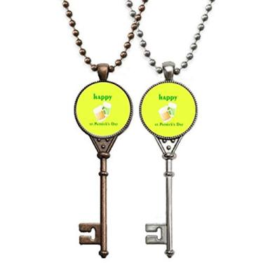 Imagem de OFFbb-USA Green Beer Toast Celebra Irlanda Chaveiro Colar Pingente Joias Decoração de Casal