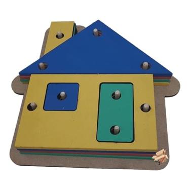 Imagem de Brinquedo Pedagógico Em Madeira Casa/Casinha De Encaixe Formas Geométricas