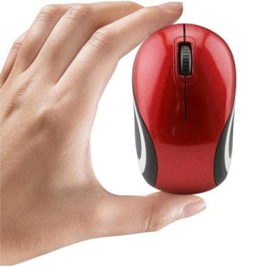 Imagem de Thanice Mini mouse, mouse USB, pequeno mouse óptico sem fio para escola, viagem sem fio, mouse de computador portátil com receptor USB para laptop, PC, MacBook e notebook (vermelho)