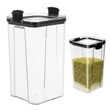 Imagem de Pote Hermetico Tampa com Trava 1300ml Acrilico Transparente Veda Conse