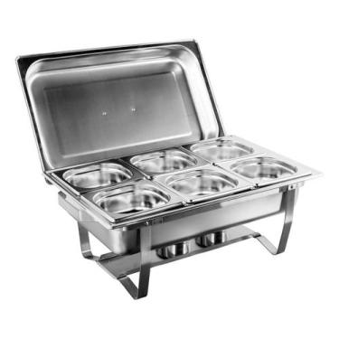 Imagem de Rechaud Retangular 9L Revomax em Aço Inox com 6 Cubas