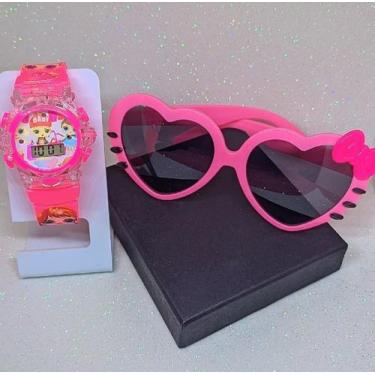 Imagem de Kit Relógio Infantil Digital Pisca Luz Led Toca Musica Princesas + Ócu