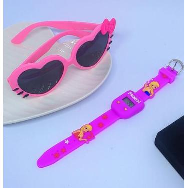 Imagem de Kit Relógio Infantil Digital Silicone Desenho Animado 3D Super Heróis 