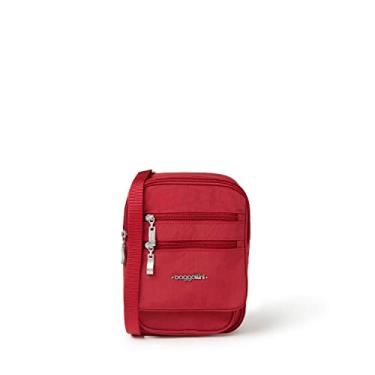 Imagem de Baggallini Bolsa tiracolo feminina Journey 22 x 15 cm, pequena, leve, de nylon, com zíper, bolsa de viagem para telefone e passaporte com RFID, Apple, One Size