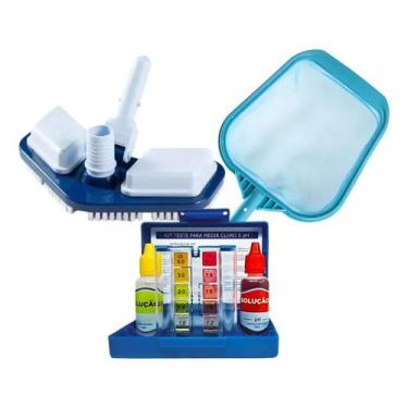 Imagem de Kit Limpeza Piscina Aspirador Peneira E Kit Analise Agua Ph - netpool