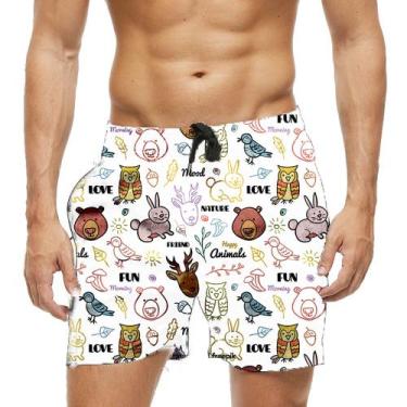 Imagem de Short Praia Shorts Banho Bermuda Verão Live Friend Animal Fun 934 - SM