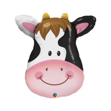 Imagem de Balão de Festa Microfoil 14" 35cm - Vaca Feliz - 1 unidade - Qualatex 