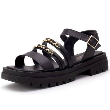 Imagem de Sandalia Feminina Conforto Tratorada Correntes Sua Cia