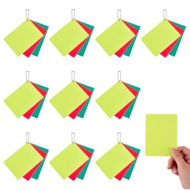 Imagem de OLYCRAFT 30 peças, 3 cores, PVC, cartas de penalidade, 10 x 8 cm, conjunto de cartas de árbitro de futebol, vermelho, verde e amarelo, com correntes de etiqueta para competição esportiva, jogo,
