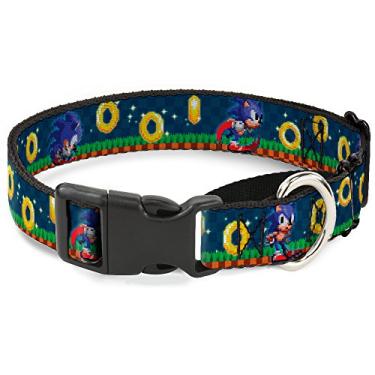 Imagem de Buckle-Down Coleira para cachorro gamarra Rasta Nyan Cat Stripe verde amarelo vermelho 45 a 81 cm 1,5 cm de largura