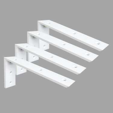 Imagem de Walwe Suporte De Bancada, Pacote Com 4 Unidades, 16", Resistente, 3/8" De Espessura, Suporte De Bancada Em Granito Branco, 16" X 6" X 2,5" De Prateleira, Suporte Em L, Corbels De Lareira Para Bancadas