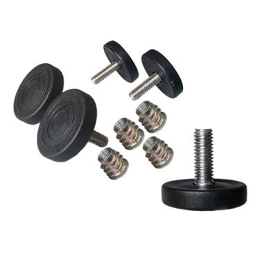 Imagem de SINGTAN Niveladores de móveis de base de 3,8 cm #304, aço inoxidável, parafuso de 5/40.6 cm-18 com porca rosqueada - Pacote com 4 | Pé de ajuste resistente | Pernas de móveis ajustáveis de 2,5 cm,