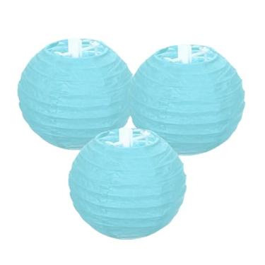 Imagem de PATIKIL Lanternas de papel redondas 10 cm/4", pacote com 3 lanternas decorativas para pendurar lâmpadas, decorações de festa para aniversário, casamento, chá de panela, decoração de casa, azul lago