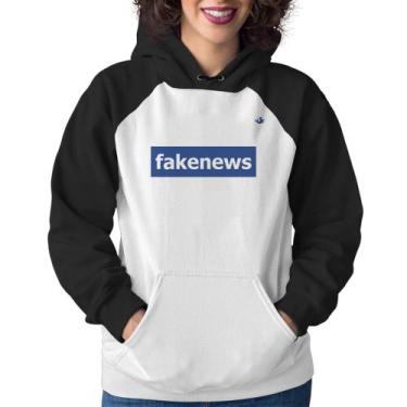 Imagem de Moletom Feminino fakenews - Foca na Moda, Branco, Preto, P