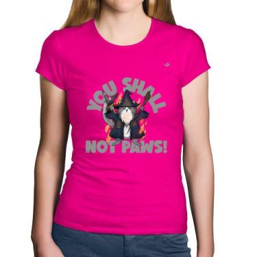 Imagem de Baby Look Algodão You shall not paws - Foca na Moda, Rosa, M