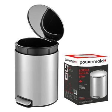 Imagem de Lixeira Slim 3L em Aço Inox com Pedal  Leve, Funcional e Ideal para La