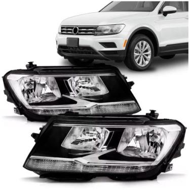 Imagem de Par Farol Elétrico Tiguan 2017 a 2021 Com motor Com Led Drl - TYC