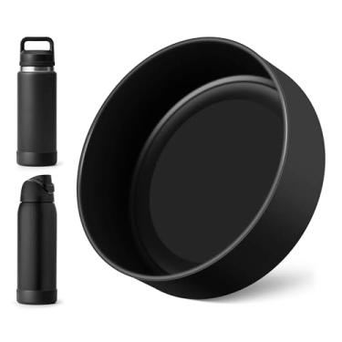 Imagem de Diumepo Bota de silicone para garrafas de água YETI de 737 g e Owala Twist & FreeSip & Flip 947 ml, parte inferior da manga de silicone para garrafa de água YETI Rambler de 737 g (preto)