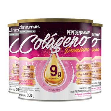 Imagem de Kit 3 Colágeno Peptgenderma Clinicmais 300g Frutas Vermelhas