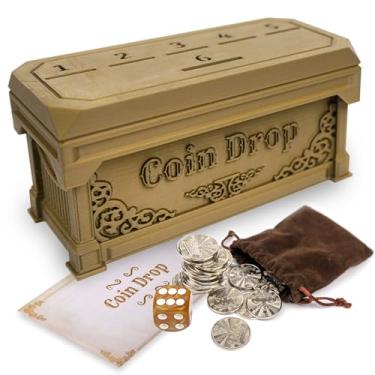 Imagem de Coin Drop Game,Penny Game with 30 Metal Coins,Fancy Game Box,1 Dice and 1 Specification.A Fun Classic Board Game.