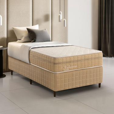 Imagem de Kit Conjunto Colchão Solteiro King Valência Molas Ensacadas Individualmente + Box Blindado 100x61x20 - Bege