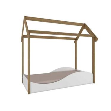 Imagem de Mini Cama Montessoriana Uli Peroba Branco -carvalho Infantil Branco-carvalho