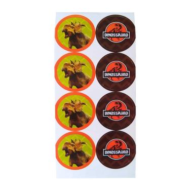 Imagem de Adesivo Redondo Para Lembrancinha Dinossauros - 16 Unidades