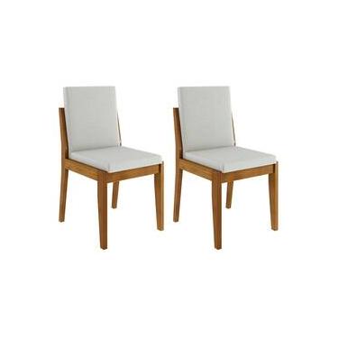 Imagem de Conjunto com 2 Cadeiras de Jantar Nesher Lady em Madeira com Estofado em Linho – Amadeirado
