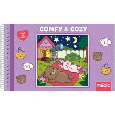 Imagem de Livro para Colorir Antiestresse Capa Dura 96 Paginas Alta Gramatura Comfy AND Cozy Bob Goods Adulto Crianças Desenhos Variados