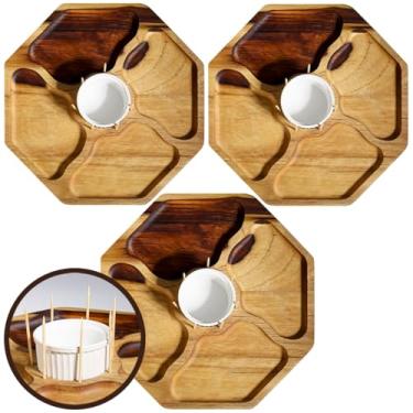 Imagem de Kit 3 Tábuas Petisqueira Gamela de Servir Madeira Marítima Teca com Ramequim Molheira Divisórias Queijos Frios Eventos Gourmet Presente