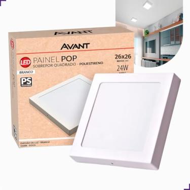 Imagem de Painel LED Sobrepor Quadrado, 24W, 6500K, Luz Branca Fria, 26x26cm, Bivolt, Avant, Cor Branco