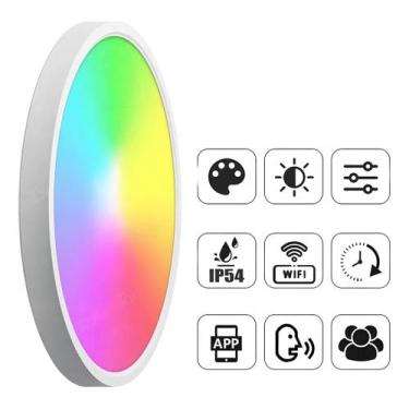 Imagem de Lâmpada Teto Inteligente Plafon 24w Rgb Wifi Alexa App - Goldensky, 12
