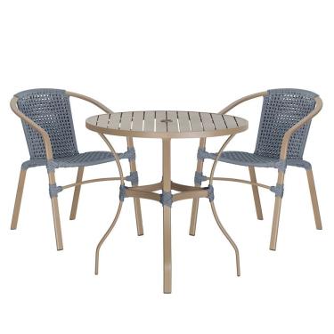 Imagem de Jogo 2 Cadeiras Floripa E Mesa Tampo Ripado Varanda Jardim Prata