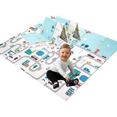 Imagem de Tapete de Atividades Dupla Face Pista de Carrinho Zoo 200x150x,08 Baby