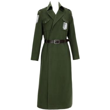 Imagem de Micotaku Attack On Titan Oficialmente Licenciado Unissex Survey Corps Trench Coat Cosplay Fantasia Solta, Verde, G