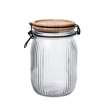 Imagem de Pote Vidro Hermético Versalhes Tampa Bambu Trava Prime 1200ml - Lehaví