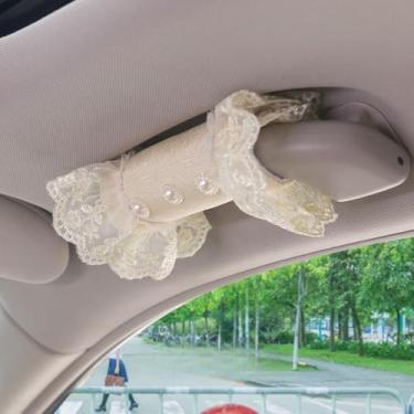 Imagem de MINGZAIQIPEI 2 peças de capa de alça de carro, lindas luvas de aderência de carro de renda pérola capa de puxador de porta interna, protetor de alça acessórios interiores automotivos (4)