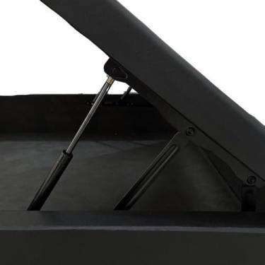 Imagem de Cama Solteiro Com Baú Preta Reforçada e Blindada Quarto Pequeno Suede