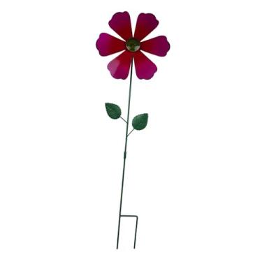 Imagem de IEUDNS Estaca de metal para jardim de flores, enfeite de cata-ventos, decoração de jardim ao ar livre, estaca decorativa para piscina, garagem, Rosa Vermelha