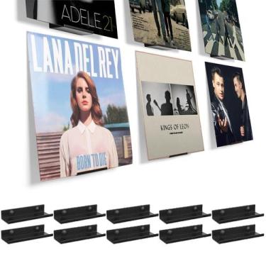 Imagem de Suporte de parede para discos de vinil BiJun Black Metal, pacote com 1