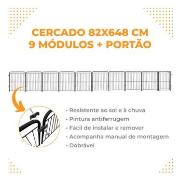 Imagem de Cercado Chiqueirinho 9 Módulos Portão 83cm Utilyse Branco ou Preto par